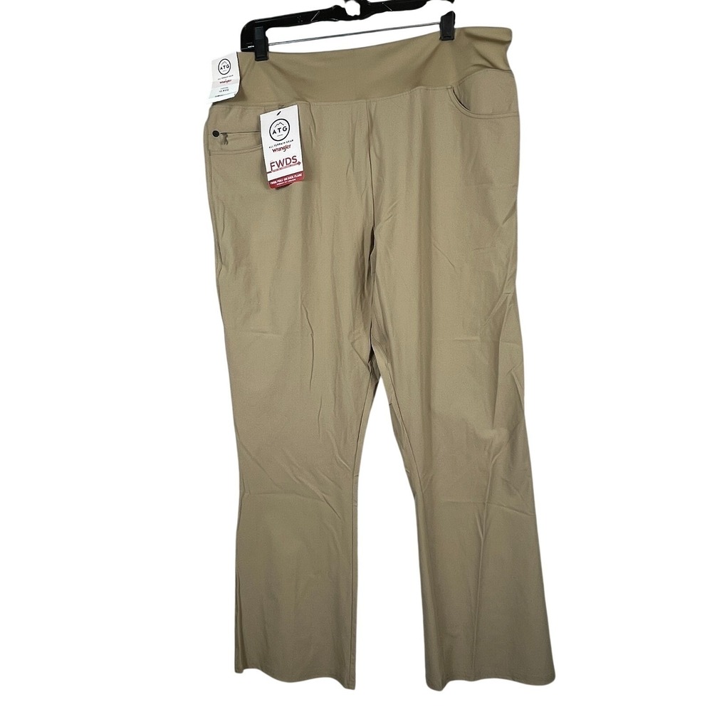 Wrangler ATG Womens 18 Khaki Pull On Kick Flare Leggings Stretch Travel Pants